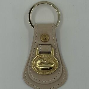 Vintage Early 2000’s - New - Dooney & Bourke Gold and Beige Leather Keychain